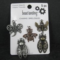 Set of 5 Steampunk Insect Charms By Bead Landing