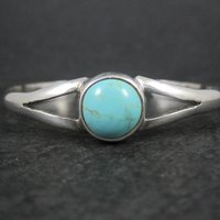 Vintage Mexican Sterling Turquoise Cuff Bracelet 6.25"