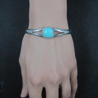 Vintage Mexican Sterling Turquoise Cuff Bracelet 6.25"