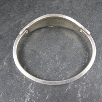 Small Alpaca Silver Mother of Pearl Butterfly Bangle Bracelet 5"