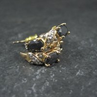 Gold Vermeil Sterling Silver Sapphire Diamond Earrings