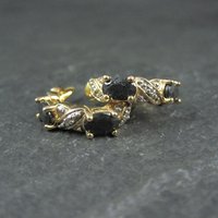 Gold Vermeil Sterling Silver Sapphire Diamond Earrings
