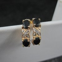 Gold Vermeil Sterling Silver Sapphire Diamond Earrings