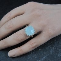 Sterling Silver Pale Chrysoprase Ring Size 8