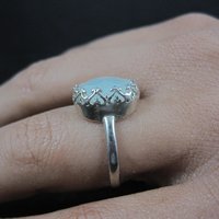 Sterling Silver Pale Chrysoprase Ring Size 8