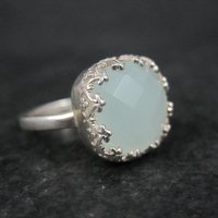 Sterling Silver Pale Chrysoprase Ring Size 8