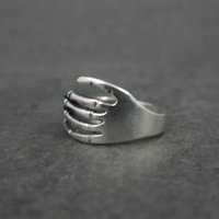 Artisan Sterling Silver Skeleton Hand Ring Size 8