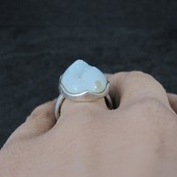 Sterling Silver White Druzy Quartz Ring Size 8
