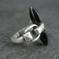 Unique Sterling Silver Black Obsidian Crystal Ring Size 7