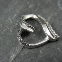 Sterling Silver Black & White Diamond Heart Pendant