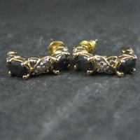 Gold Vermeil Sterling Silver Sapphire Diamond Earrings