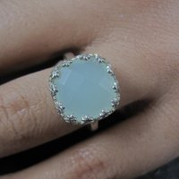 Sterling Silver Pale Chrysoprase Ring Size 8