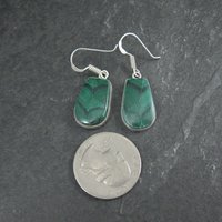 Simple Malachite Dangle Earrings Sterling Silver