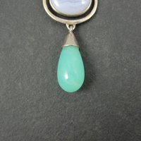 Sterling Lapis Lazuli Banded Agate Aventurine Opal Pendant