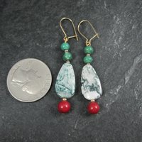 Moss Agate & Red Jasper Dangle Earrings