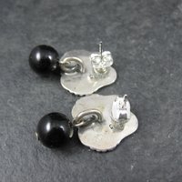 Vintage Sterling Silver Onyx Sphere Earrings