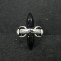 Unique Sterling Silver Black Obsidian Crystal Ring Size 7
