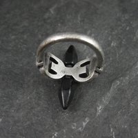 Unique Sterling Silver Black Obsidian Crystal Ring Size 7