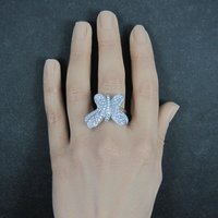 Estate Sterling Silver Pink Butterfly Ring Size 7.5