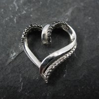 Sterling Silver Black & White Diamond Heart Pendant