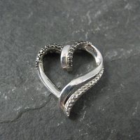 Sterling Silver Black & White Diamond Heart Pendant