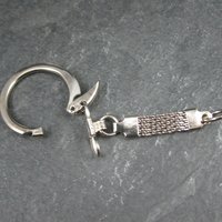 Vintage Silver Keychain Findings with Latching Key Ring 6pcs