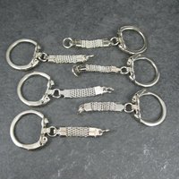 Vintage Silver Keychain Findings with Latching Key Ring 6pcs