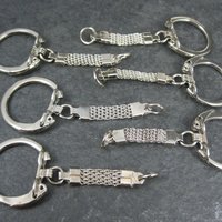 Vintage Silver Keychain Findings with Latching Key Ring 6pcs