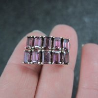 Sterling Silver Rhodolite Garnet Earrings Estate Jewelry