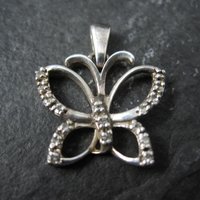 Small Sterling Diamond Butterfly Pendant