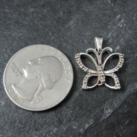 Small Sterling Diamond Butterfly Pendant
