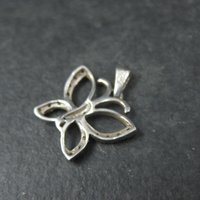 Small Sterling Diamond Butterfly Pendant