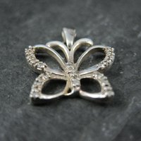 Small Sterling Diamond Butterfly Pendant
