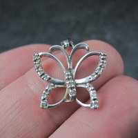 Small Sterling Diamond Butterfly Pendant