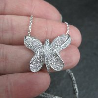 Sterling Silver Pink Butterfly Necklace