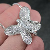 Sterling Silver Pink Butterfly Necklace