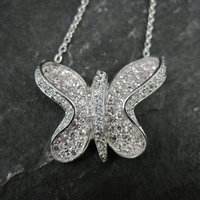 Sterling Silver Pink Butterfly Necklace