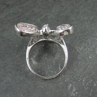 Estate Sterling Silver Pink Butterfly Ring Size 7.5