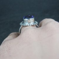 Sterling Silver Amethyst Ring Size 8 Estate Jewelry