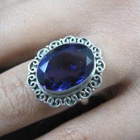 Sterling Silver Amethyst Ring Size 8 Estate Jewelry