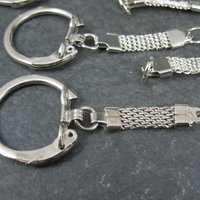 Vintage Silver Keychain Findings with Latching Key Ring 6pcs