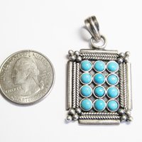 Vintage Sterling Faux Turquoise Pendant