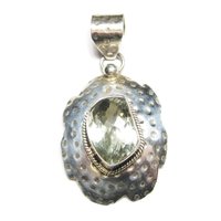 Large Vintage Sterling Green Amethyst Pendant
