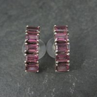 Sterling Silver Rhodolite Garnet Earrings Estate Jewelry
