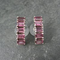 Sterling Silver Rhodolite Garnet Earrings Estate Jewelry