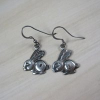 Sterling Rabbit Earrings Vintage Silver Bunny