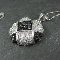 Sterling Silver Black & White Pendant Necklace