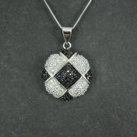 Sterling Silver Black & White Pendant Necklace