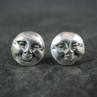 Vintage Sterling Moon Face Earrings