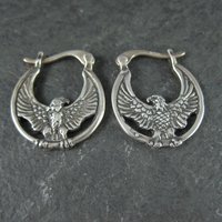 Sterling Silver Eagle Earrings Latch Closures Vintage